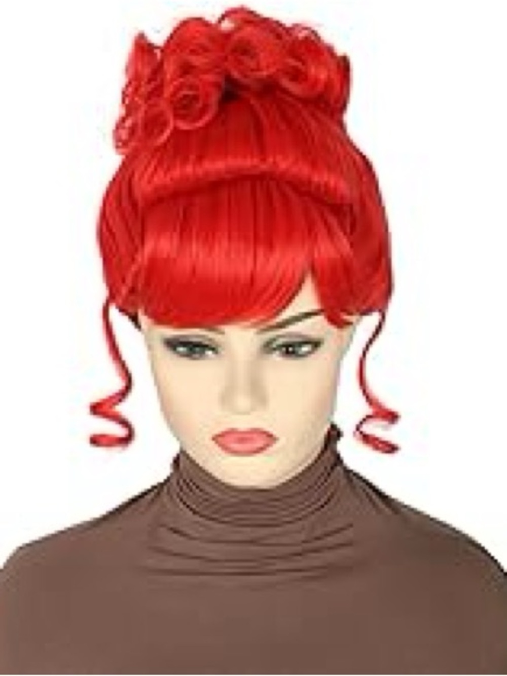 Vibrant Red Updo Wig - Women Hair